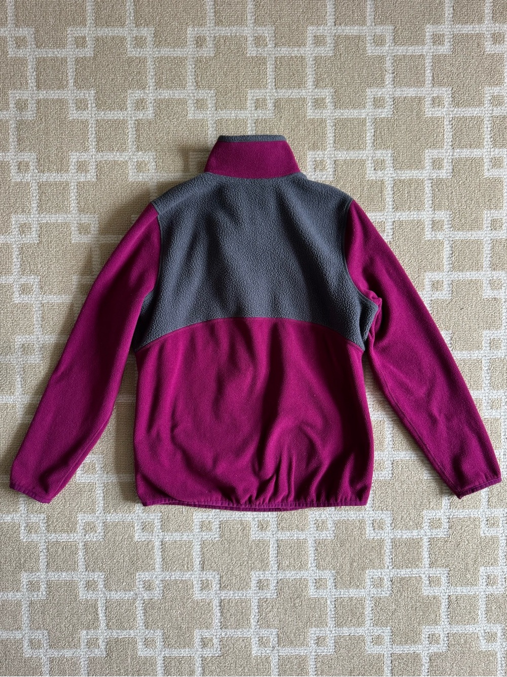 L.L. Bean Polartec Fleece Quarter Zip Pullover Outdoor Hiking Gray Purple Medium - Picture 4 of 11